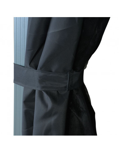 Gazebo con Tende e Luci LED 300x300 cm Antracite in Alluminio