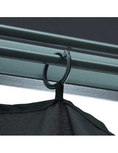 Gazebo con Tende e Luci LED 300x300 cm Antracite in Alluminio