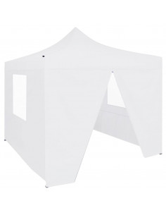 Gazebo Professionale Pieghevole 4 Pareti 3x3 m Acciaio Bianco