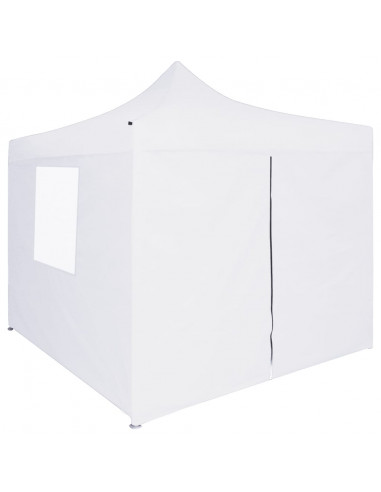 Gazebo Professionale Pieghevole 4 Pareti 3x3 m Acciaio Bianco