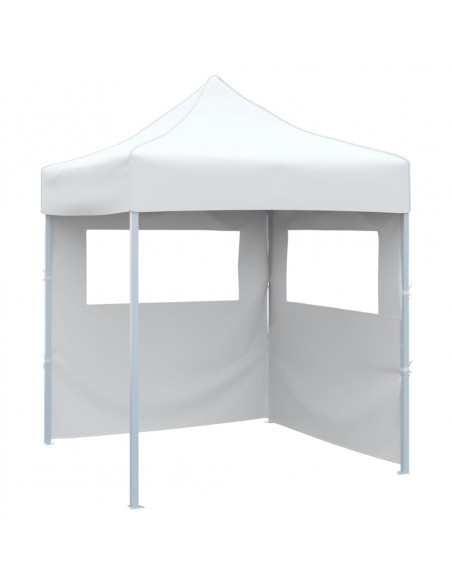 Gazebo Pieghevole Professionale 2 Pareti 2x2m Acciaio Bianco
