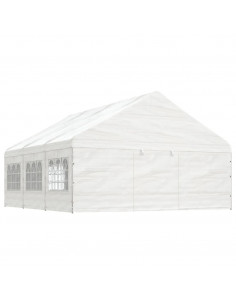 Gazebo con Tetto Bianco 6,69x5,88x3,75 m in Polietilene