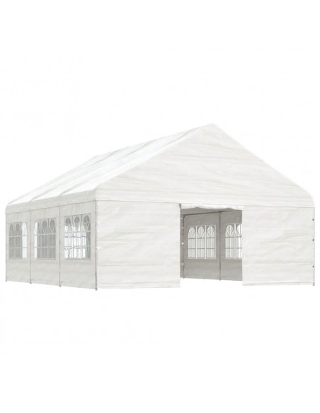Gazebo con Tetto Bianco 6,69x5,88x3,75 m in Polietilene