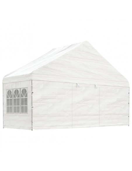 Gazebo con Tetto Bianco 6,69x5,88x3,75 m in Polietilene