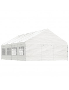 Gazebo con Tetto Bianco 8,92x5,88x3,75 m in Polietilene