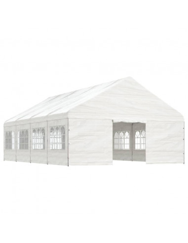 Gazebo con Tetto Bianco 8,92x5,88x3,75 m in Polietilene