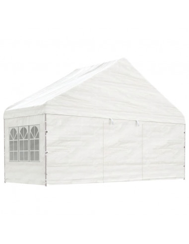 Gazebo con Tetto Bianco 8,92x5,88x3,75 m in Polietilene