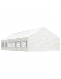 Gazebo con Tetto Bianco 13,38x5,88x3,75 m in Polietilene