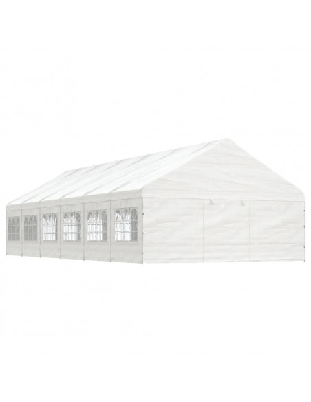 Gazebo con Tetto Bianco 13,38x5,88x3,75 m in Polietilene