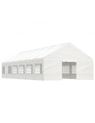 Gazebo con Tetto Bianco 13,38x5,88x3,75 m in Polietilene