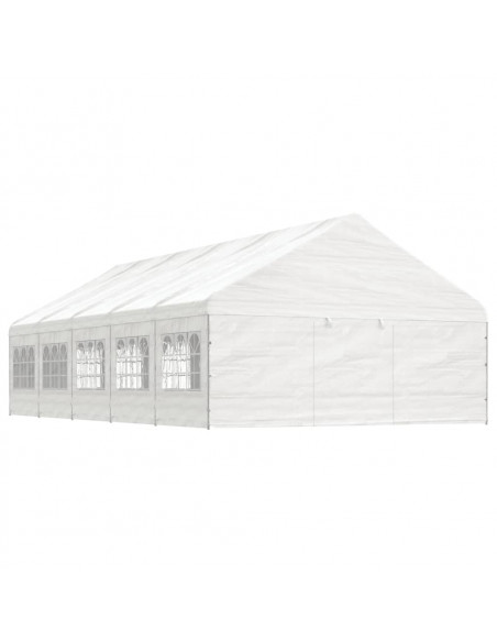 Gazebo con Tetto Bianco 11,15x5,88x3,75 m in Polietilene