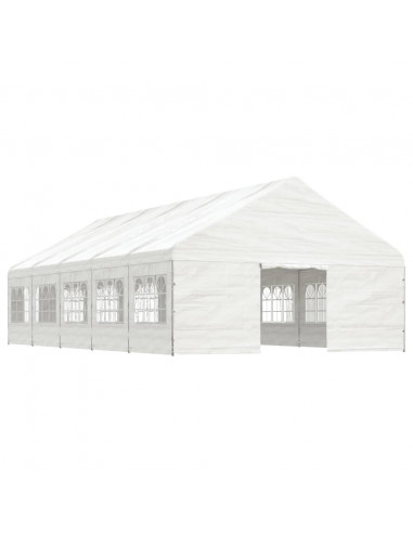 Gazebo con Tetto Bianco 11,15x5,88x3,75 m in Polietilene