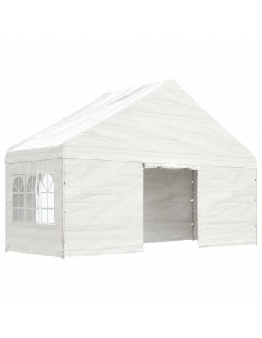 Gazebo con Tetto Bianco 11,15x5,88x3,75 m in Polietilene