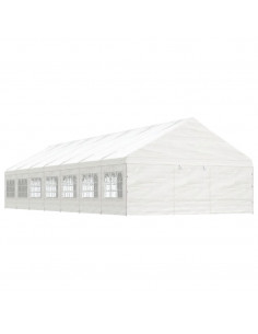 Gazebo con Tetto Bianco 15,61x5,88x3,75 m in Polietilene