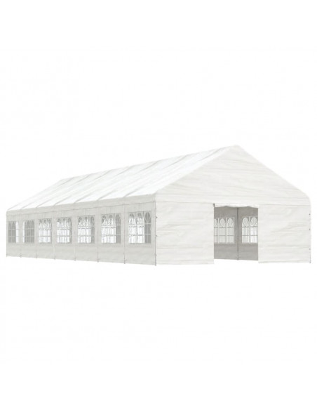Gazebo con Tetto Bianco 15,61x5,88x3,75 m in Polietilene