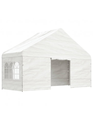 Gazebo con Tetto Bianco 15,61x5,88x3,75 m in Polietilene