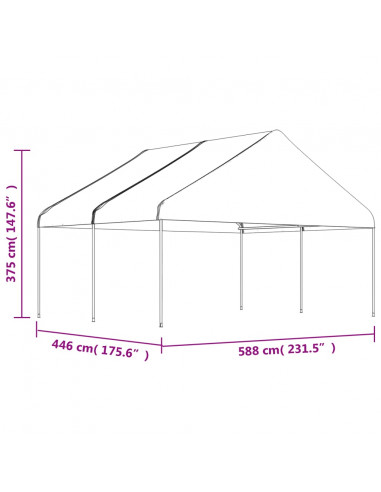 Gazebo con Tetto Bianco 4,46x5,88x3,75 m in Polietilene