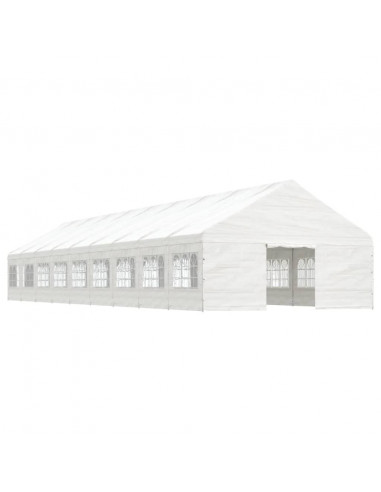 Gazebo con Tetto Bianco 20,07x5,88x3,75 m in Polietilene