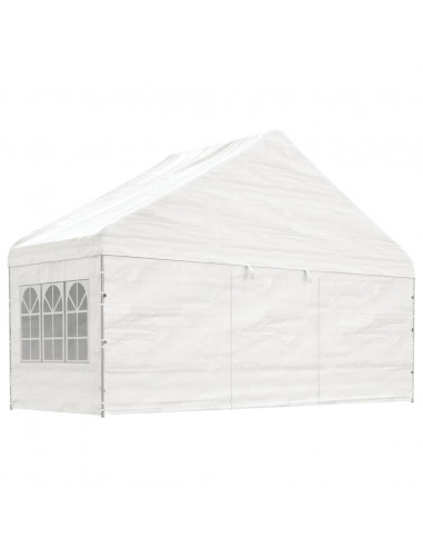 Gazebo con Tetto Bianco 20,07x5,88x3,75 m in Polietilene