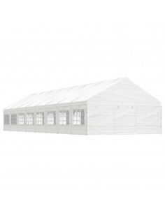 Gazebo con Tetto Bianco 17,84x5,88x3,75 m in Polietilene