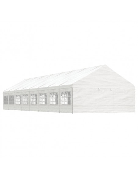 Gazebo con Tetto Bianco 17,84x5,88x3,75 m in Polietilene