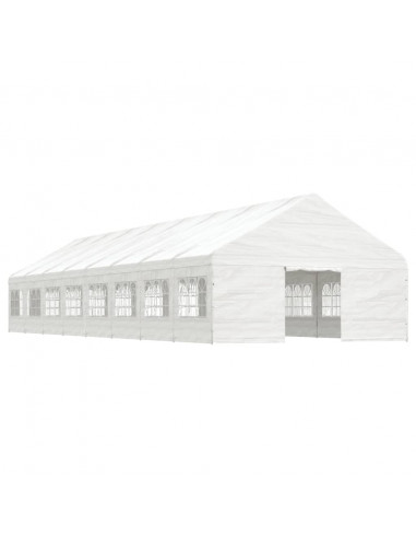 Gazebo con Tetto Bianco 17,84x5,88x3,75 m in Polietilene