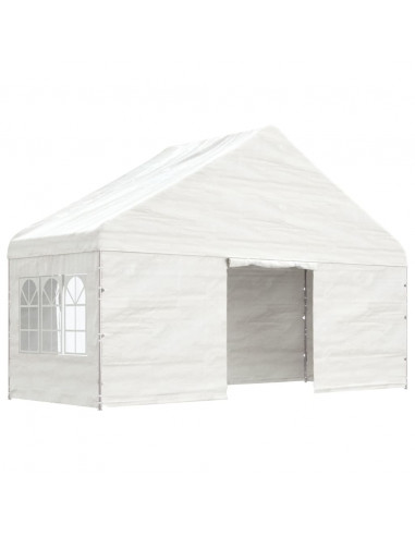 Gazebo con Tetto Bianco 17,84x5,88x3,75 m in Polietilene
