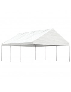 Gazebo con Tetto Bianco 6,69x5,88x3,75 m in Polietilene