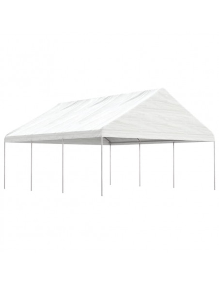 Gazebo con Tetto Bianco 6,69x5,88x3,75 m in Polietilene