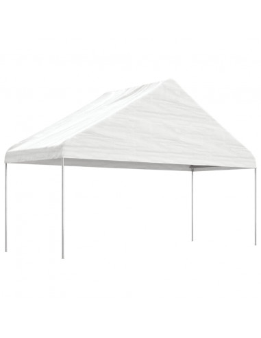 Gazebo con Tetto Bianco 6,69x5,88x3,75 m in Polietilene