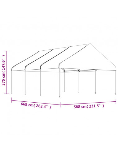 Gazebo con Tetto Bianco 6,69x5,88x3,75 m in Polietilene