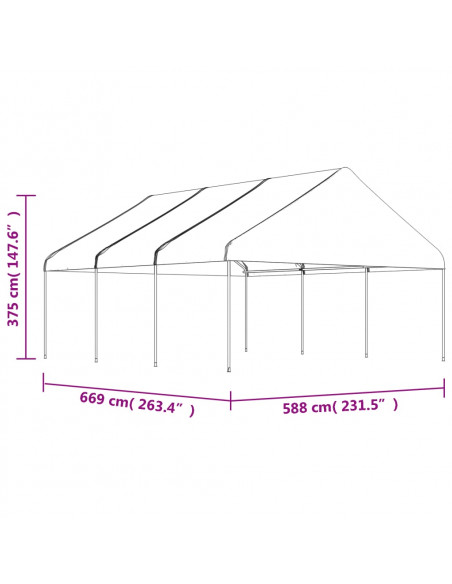 Gazebo con Tetto Bianco 6,69x5,88x3,75 m in Polietilene