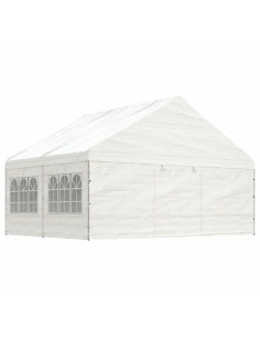 Gazebo con Tetto Bianco 4,46x5,88x3,75 m in Polietilene