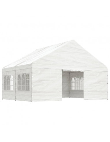 Gazebo con Tetto Bianco 4,46x5,88x3,75 m in Polietilene