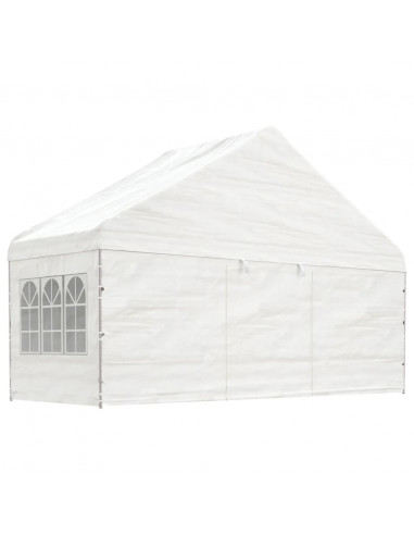 Gazebo con Tetto Bianco 4,46x5,88x3,75 m in Polietilene