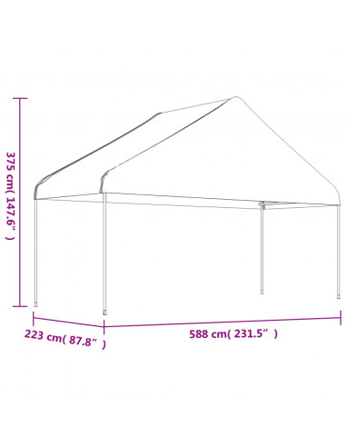 Gazebo con Tetto Bianco 5,88x2,23x3,75 m in Polietilene