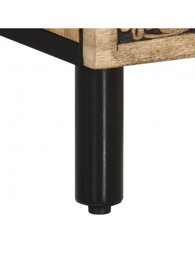 Comodino 50x33x60 cm in Legno Massello di Mango