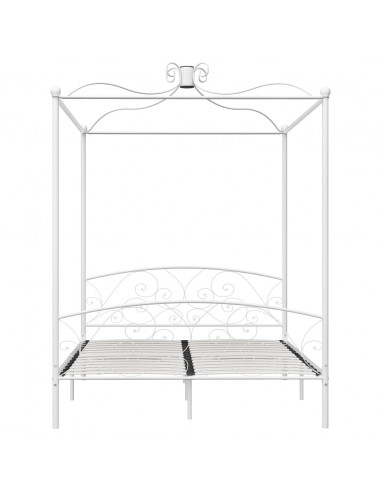 Letto a Baldacchino Bianco in Metallo 160x200 cm