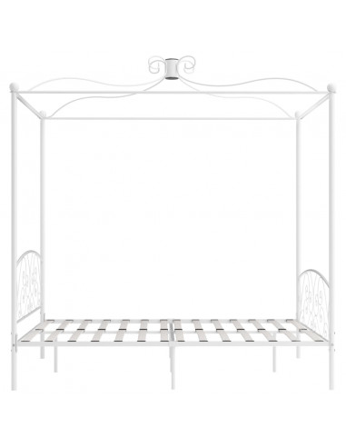 Letto a Baldacchino Bianco in Metallo 160x200 cm
