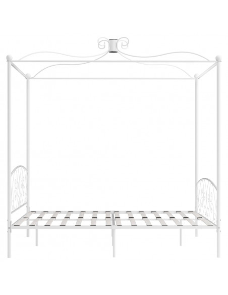 Letto a Baldacchino Bianco in Metallo 160x200 cm