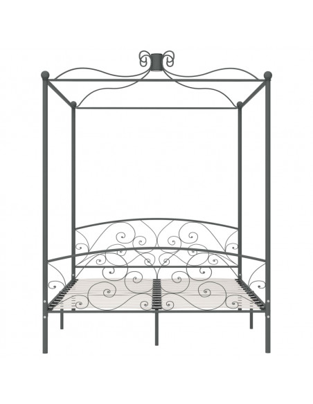 Letto a Baldacchino Grigio in Metallo 160x200 cm