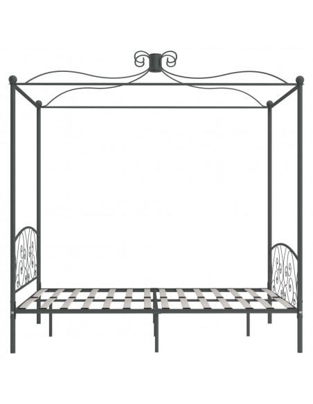Letto a Baldacchino Grigio in Metallo 160x200 cm
