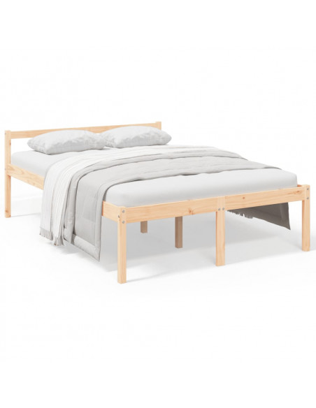 Letto per Anziani 140x200 cm in Legno Massello di Pino