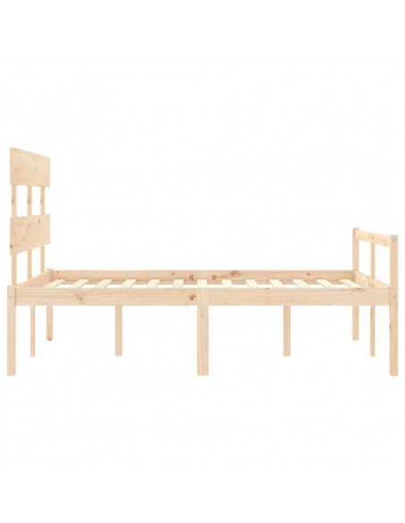 Letto per Anziani con Testiera 140x190 cm in Legno Massello