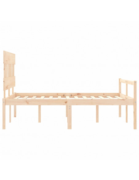 Letto per Anziani con Testiera 140x190 cm in Legno Massello