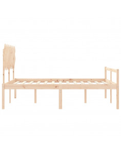 Letto per Anziani con Testiera 140x190 cm in Legno Massello