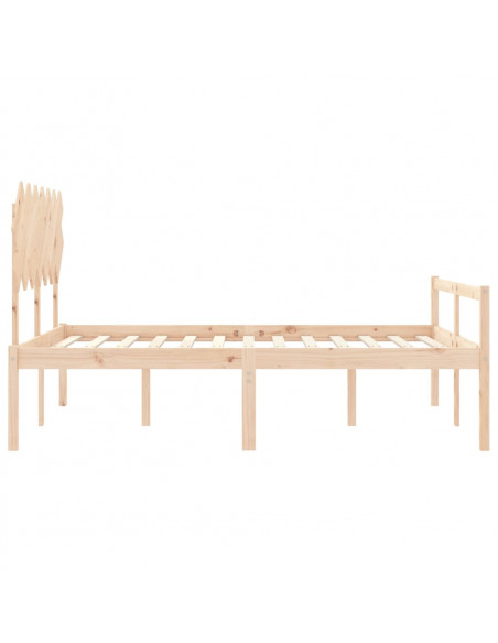 Letto per Anziani con Testiera 140x190 cm in Legno Massello