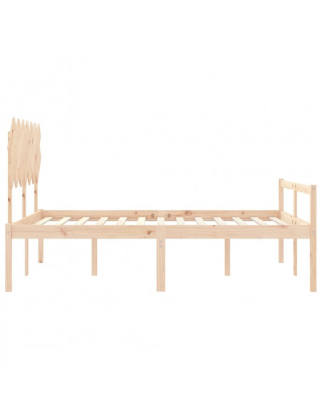 Letto per Anziani con Testiera 140x200 cm in Legno Massello