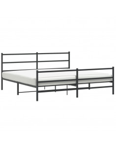 Giroletto con Testiera e Pediera Metallo Nero 180x200 cm 2