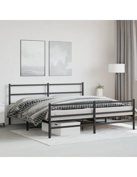 Giroletto con Testiera e Pediera Metallo Nero 180x200 cm